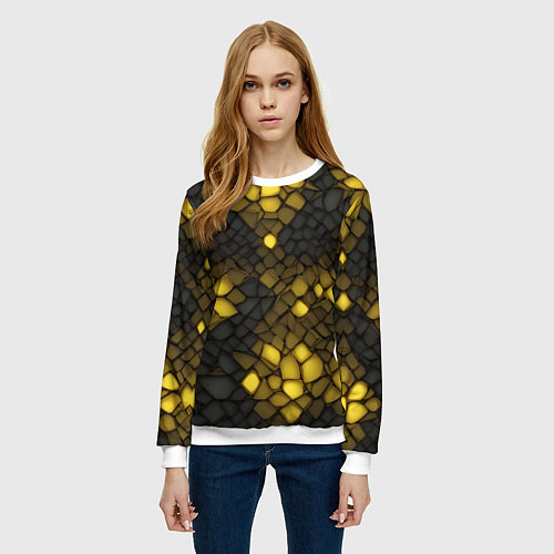Женский свитшот Жёлтый трескающийся камень / 3D-Белый – фото 3
