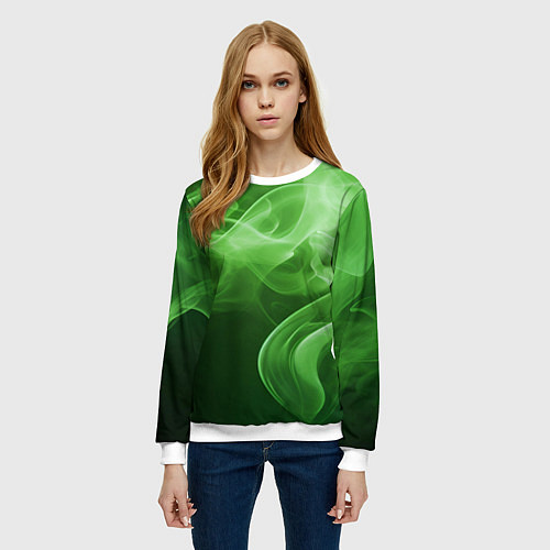 Женский свитшот Зеленый дым / 3D-Белый – фото 3