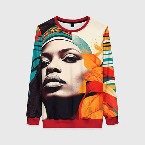 Женский свитшот Африканская девушка с дредами / 3D-Красный – фото 1