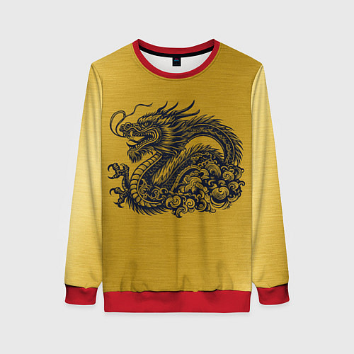 Женский свитшот Дракон на золоте / 3D-Красный – фото 1