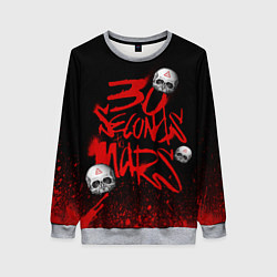 Свитшот женский Thirty seconds to mars skulls, цвет: 3D-меланж