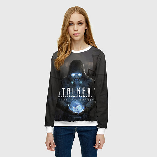 Женский свитшот STALKER 2 одиночка с артефактом / 3D-Белый – фото 3