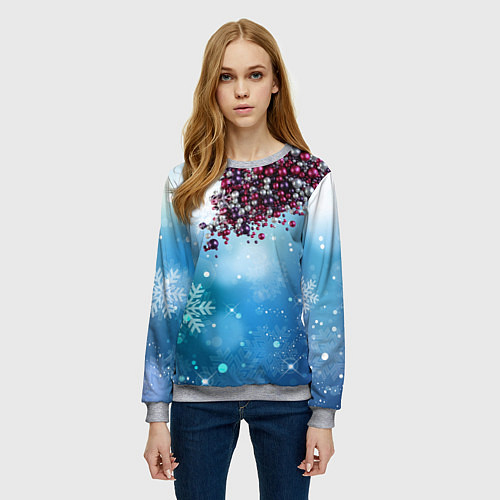 Женский свитшот Цунами из новогодних шариков / 3D-Меланж – фото 3