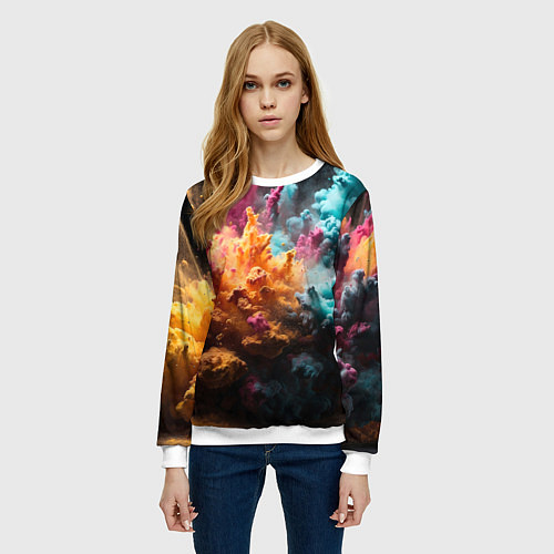 Женский свитшот Яркий цветовой взрыв / 3D-Белый – фото 3