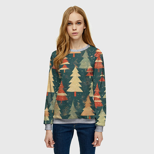 Женский свитшот Елки новый год / 3D-Меланж – фото 3