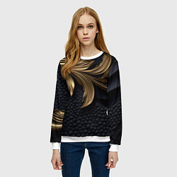 Свитшот женский Золотые узоры в виде листьев, цвет: 3D-белый — фото 2