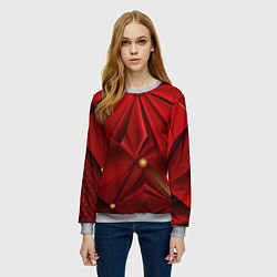 Свитшот женский Красный материал со складками, цвет: 3D-меланж — фото 2
