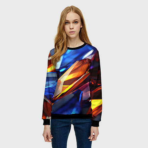 Женский свитшот Прозрачные блестящие камни / 3D-Черный – фото 3