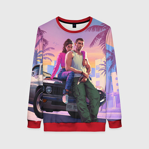 Женский свитшот Jason & Lucia - GTA 6 official art / 3D-Красный – фото 1