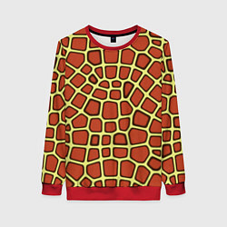Свитшот женский Паттерн красных плит на жёлтом, цвет: 3D-красный