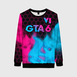 Свитшот женский GTA 6 - neon gradient посередине, цвет: 3D-черный