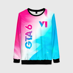 Свитшот женский GTA 6 neon gradient style вертикально, цвет: 3D-черный