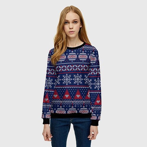 Женский свитшот New Years sweater / 3D-Черный – фото 3