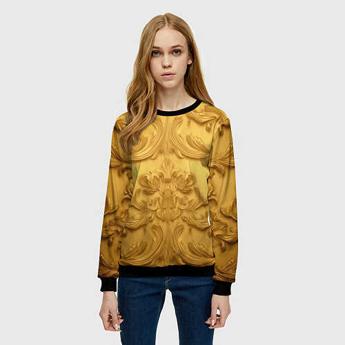 Женский свитшот Золото объемные узоры / 3D-Черный – фото 3
