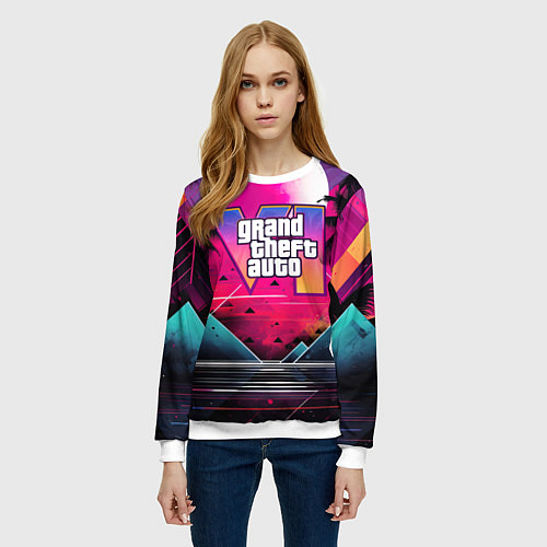 Женский свитшот GTA 80s style / 3D-Белый – фото 3