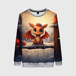 Свитшот женский Тайный повелитель елок дракон, цвет: 3D-меланж