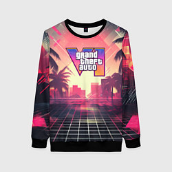 Свитшот женский GTA 6 retro abstract logo, цвет: 3D-черный