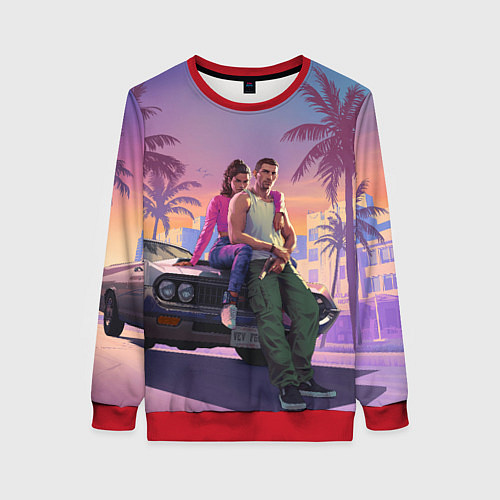 Женский свитшот GTA 6 Люсия и Джейсен / 3D-Красный – фото 1