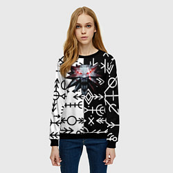 Свитшот женский The Witcher символы славянские, цвет: 3D-черный — фото 2