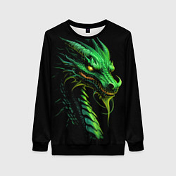 Свитшот женский Зеленый дракон иллюстрация, цвет: 3D-черный