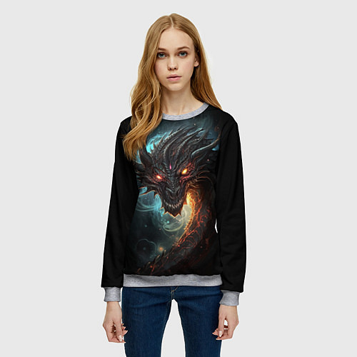 Женский свитшот Фэнтази дракон символ 2024 / 3D-Меланж – фото 3