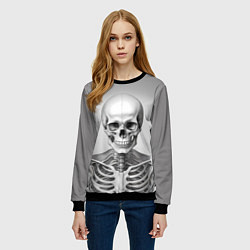 Свитшот женский Скелет черно белый, цвет: 3D-черный — фото 2