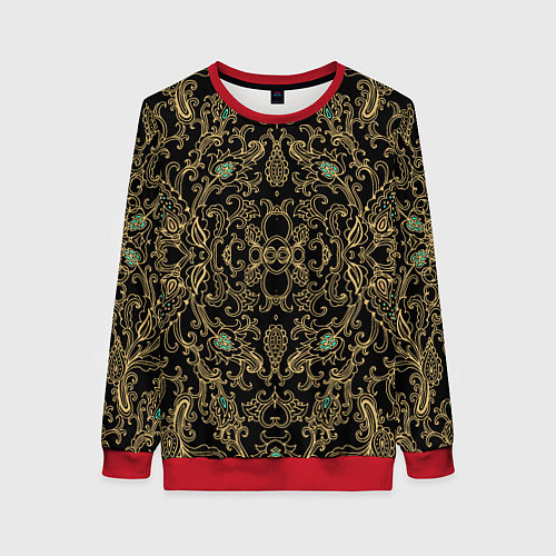 Женский свитшот Славянский этнический орнамент с позолотой / 3D-Красный – фото 1