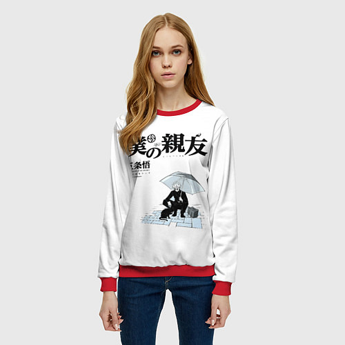 Женский свитшот Годжо с зонтом / 3D-Красный – фото 3