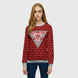 Свитшот женский Красные и чёрные треугольники, цвет: 3D-меланж — фото 2