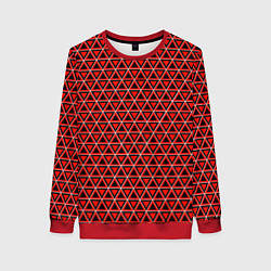 Свитшот женский Красные и чёрные треугольники, цвет: 3D-красный