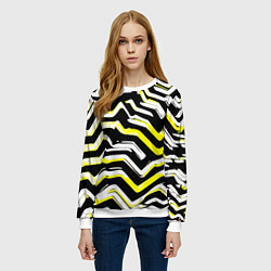 Свитшот женский Абстракция - полосы, цвет: 3D-белый — фото 2