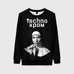 Свитшот женский Techno храм монашка с красивыми глазами, цвет: 3D-черный