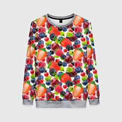 Свитшот женский Разные ягоды, цвет: 3D-меланж