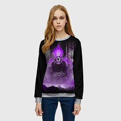 Свитшот женский Фиолетовый скелет в дыму, цвет: 3D-меланж — фото 2