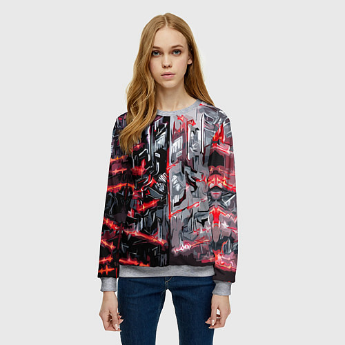 Женский свитшот Адский доспех в царапинах / 3D-Меланж – фото 3