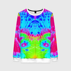 Свитшот женский Tie-Dye abstraction, цвет: 3D-белый