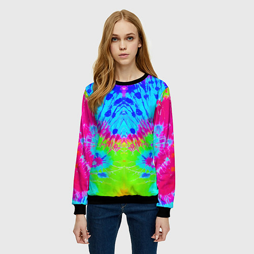 Женский свитшот Tie-Dye abstraction / 3D-Черный – фото 3