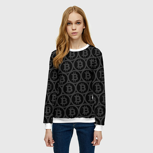 Женский свитшот Биткоин патерн / 3D-Белый – фото 3