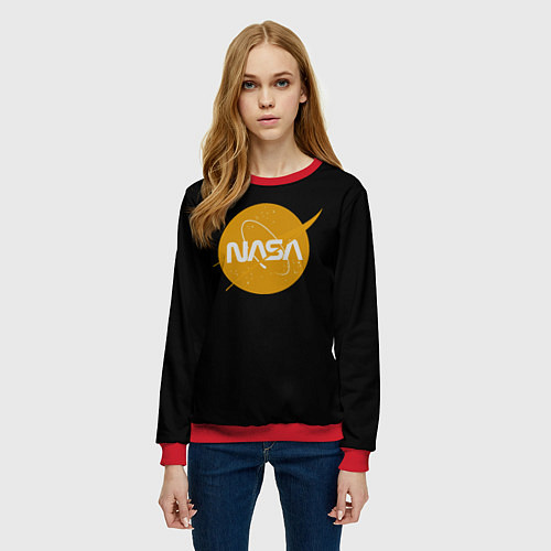 Женский свитшот NASA yellow logo / 3D-Красный – фото 3