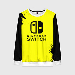 Свитшот женский Nintendo switch краски на жёлтом, цвет: 3D-белый