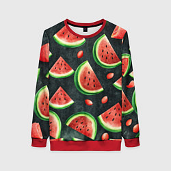 Женский свитшот Паттерн красные дольки арбуза