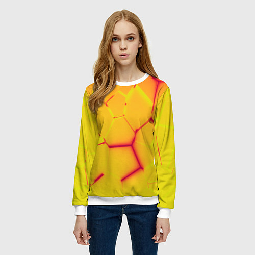 Женский свитшот Плиты желтые броня / 3D-Белый – фото 3