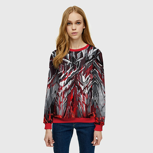 Женский свитшот Острый металл красный / 3D-Красный – фото 3