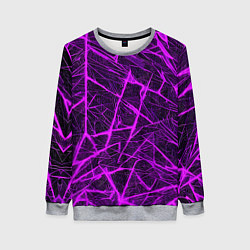 Свитшот женский Фиолетовая паутина на чёрном фоне, цвет: 3D-меланж