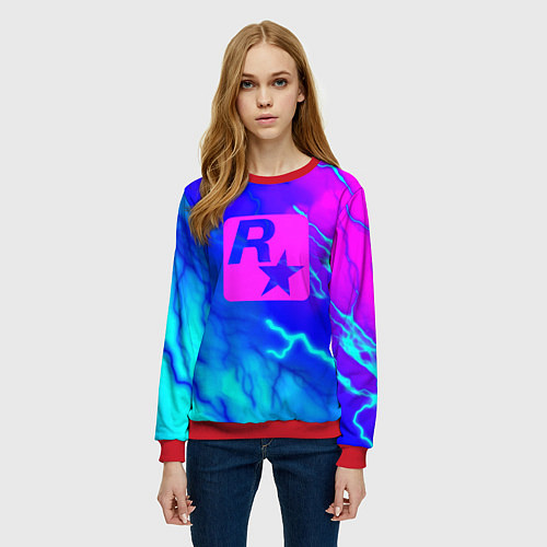 Женский свитшот Rockstar storm молнии / 3D-Красный – фото 3