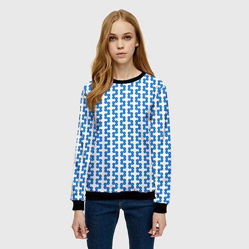 Женский свитшот Синие кружки патерн / 3D-Черный – фото 3