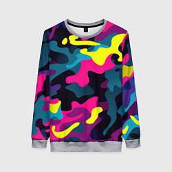 Женский свитшот Кислотная яркая абстракция в камуфляжном стиле