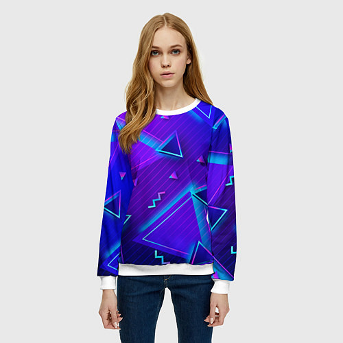 Женский свитшот Neon Pattern colored / 3D-Белый – фото 3