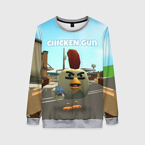 Женский свитшот Chicken Gun - shooter / 3D-Меланж – фото 1