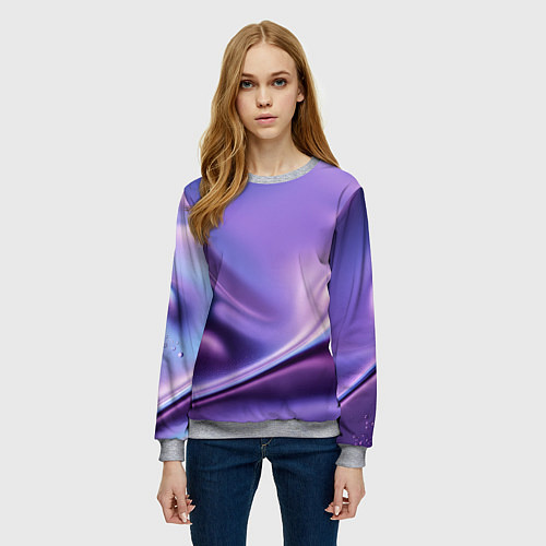 Женский свитшот Голография - изгибающийся металлический фиолетовый / 3D-Меланж – фото 3
